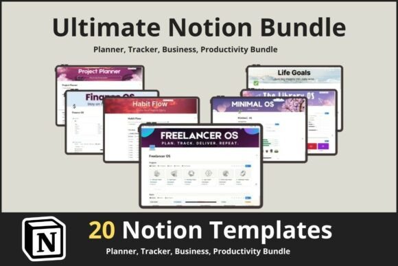 20 Notion Templates Bundle: Your All-in-One Productivity System
