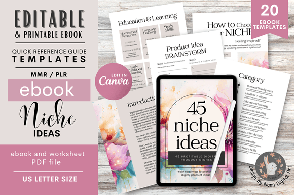 45 Niche Ideas Ebook Templates: Your Done-For-You Digital Product