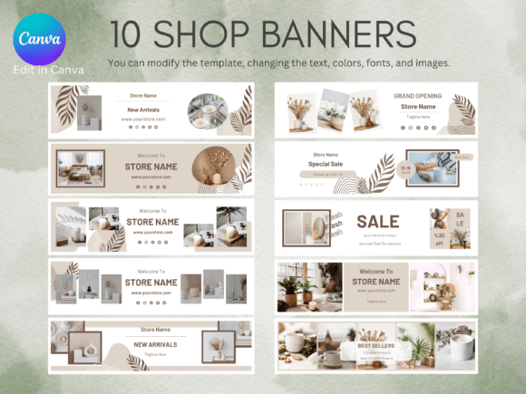 Boho Etsy Shop Banner Templates Canva