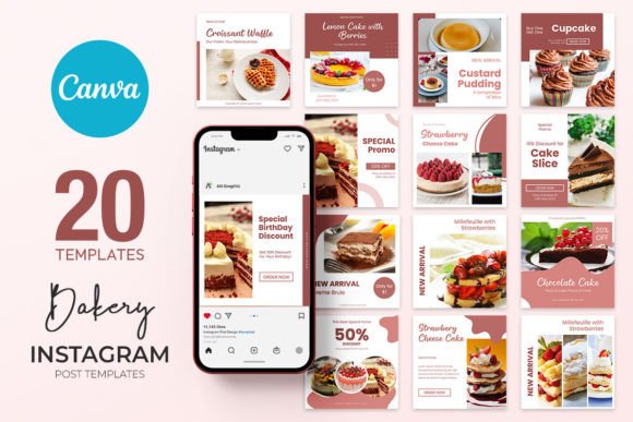 Elevate Your Feed: 20 Bakery Instagram Templates for Canva