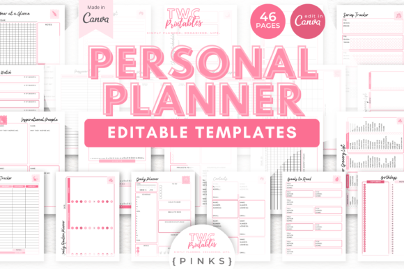 Personal Planner Canva Templates | PINKS