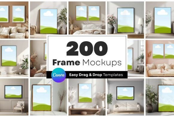 Streamline Your Visuals with 200 Frame Mockups Canva